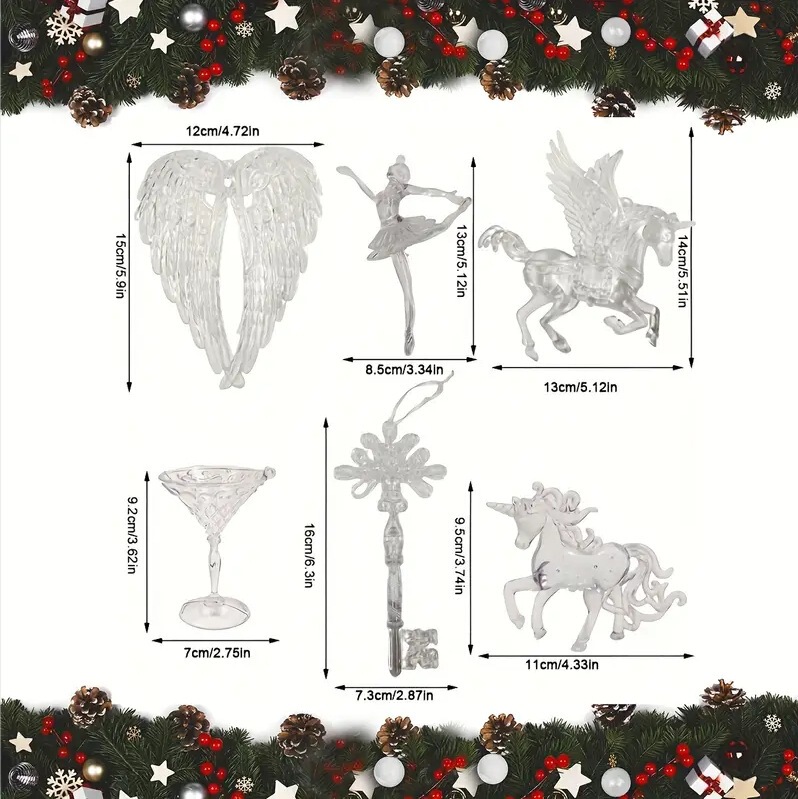 クリスマス装飾用品 透明アクリル雪の結晶エンジェルフラワークリスマスシーンクリエイティブデコレーションペンダント|undefined