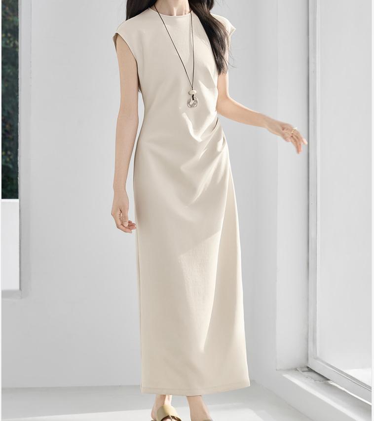 Đầm maxi trắng kiểu Pháp thắt eo mùa hè thanh lịch — màu trắng ngà chi tiết 9