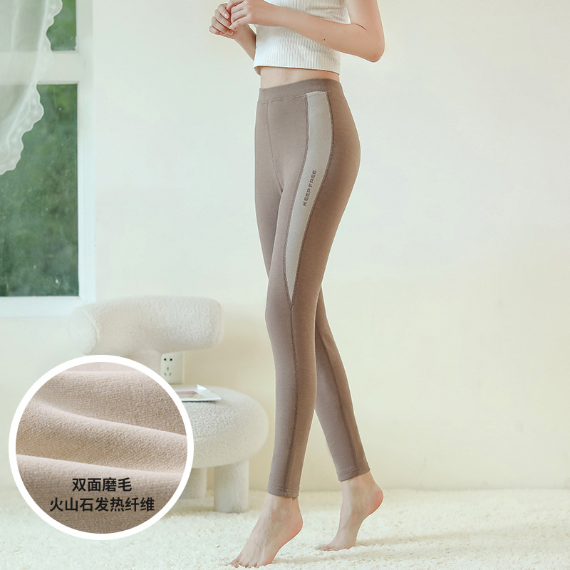 Pantalones largos de Mujer Pantalones cálidos Calefacción de piedra volcánica cintura alta ropa interior leggings engrosada vientre de las mujeres que contrae el otoño y el invierno Nuevo