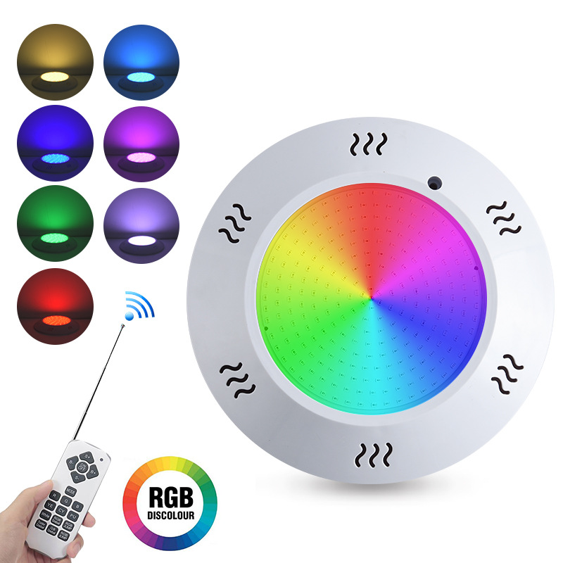 Cross-Border full glue double-panel colorful wireless remote control RGB underwater IP68 waterproof wall-mounted resin pool light