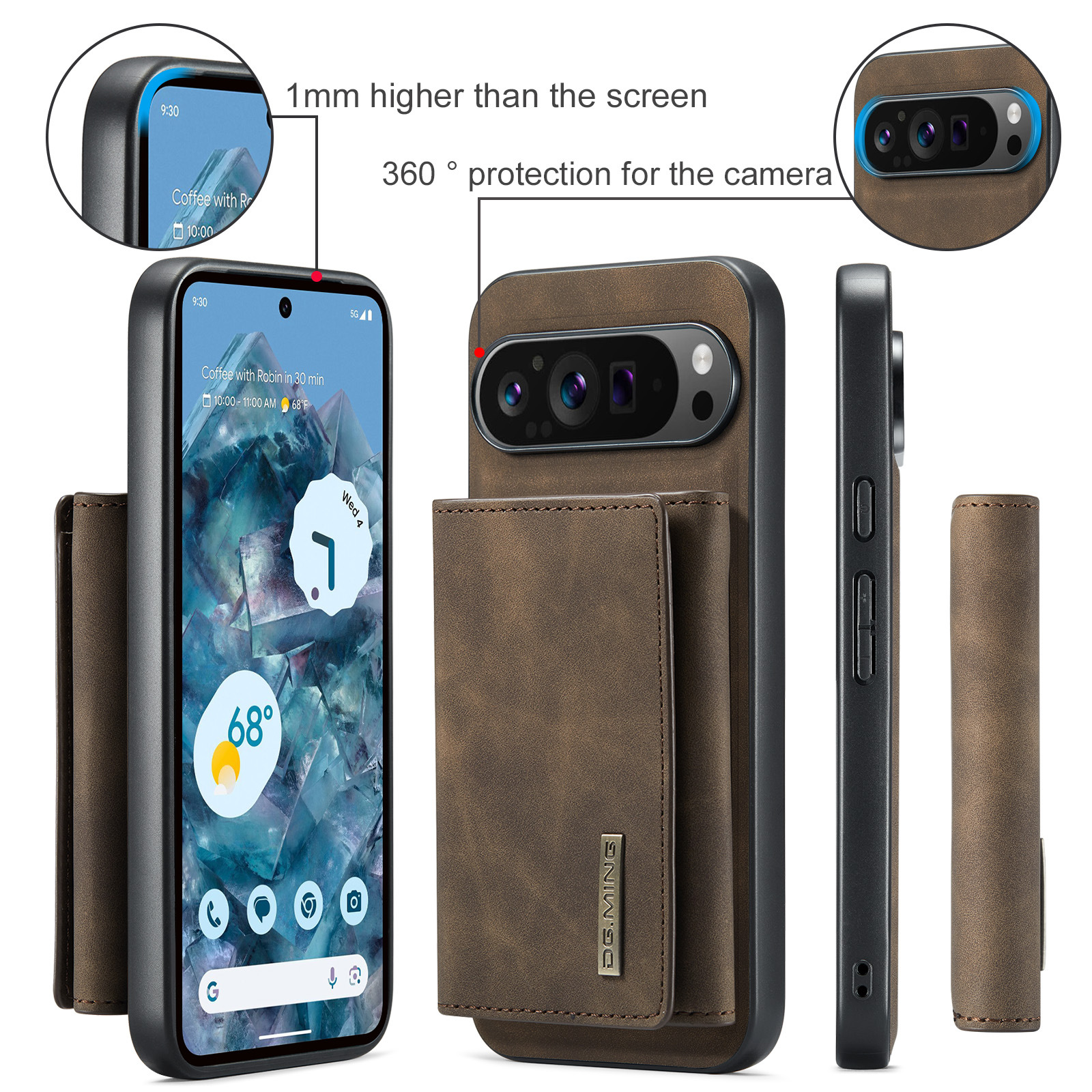 M1 per Google Pixel 9 Custodia a portafoglio magnetica Pixel 9 Pro XL Custodia per telefono con magnete diviso_voghion.com