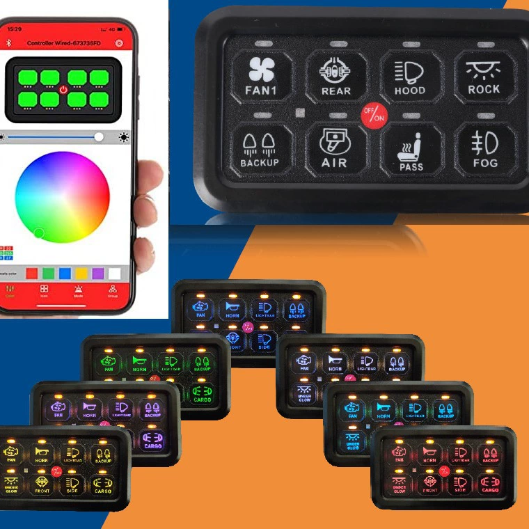 6-битный 8-битный 12-битный RGB сенсорный внедорожник модифицированный блок управления переключателем интегрированный панельный переключатель с дистанционным управлением Wrangler