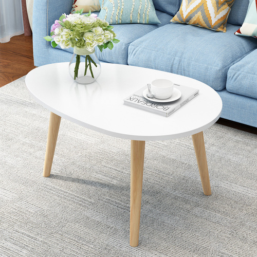 R-style Nordic minimalist coffee table, creative small apartment economical elliptical mini table, living room balcony small round table edge