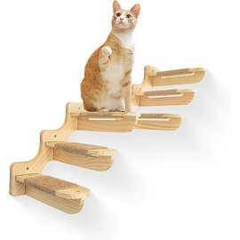 宠物猫爬架猫咪实木跳板剑麻楼梯猫爬架壁挂宠物一体式娱乐跳板