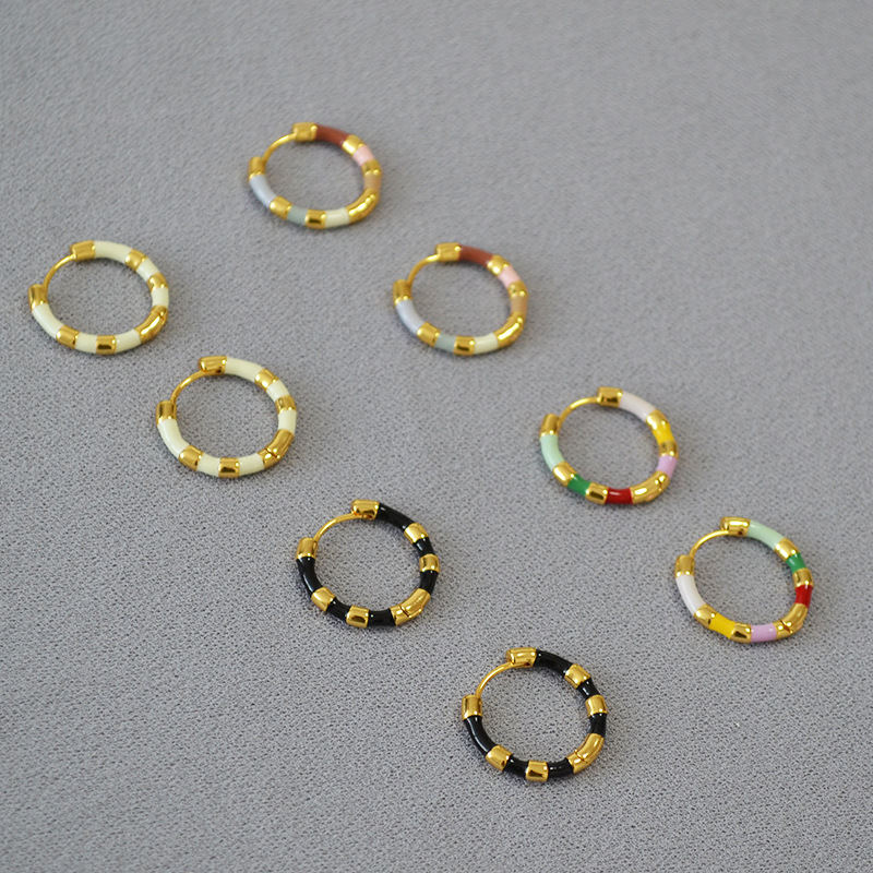 Simple Style Circle Copper Enamel Earrings 1 Pair display picture 1