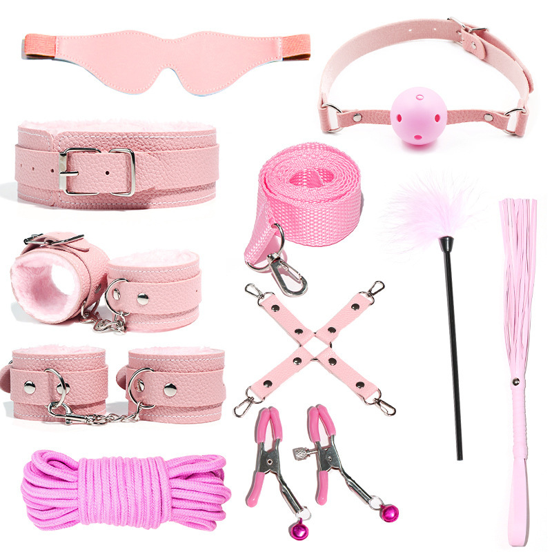 Peach Please Long Love SM Set da dieci pezzi Accessori sessuali per addestramento di coppia Manette in peluche Polsini per i piedi Giocattoli sessuali per bondage per adulti_voghion.com