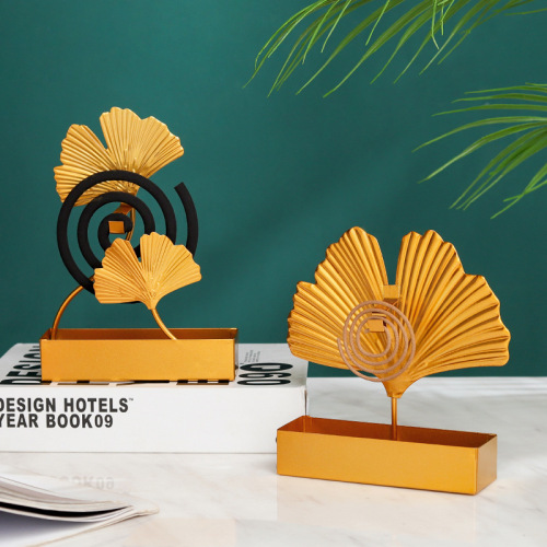 Manufacturer wholesale European creative ginkgo leaf mosquito coil shelf Yiwu hanging ornaments iron metal household mosquito coil box
