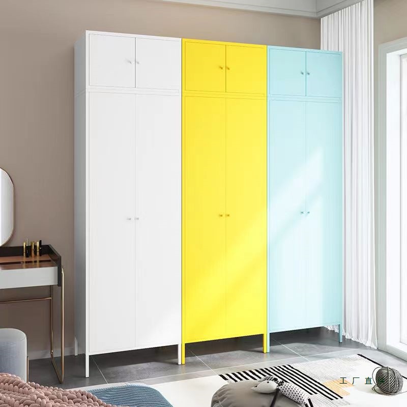 Simple Iron Wardrobe Small Apartment Home Bedroom Storage Cabinet Children's Baby Wardrobe Rental Room Iron Storage Cabinet