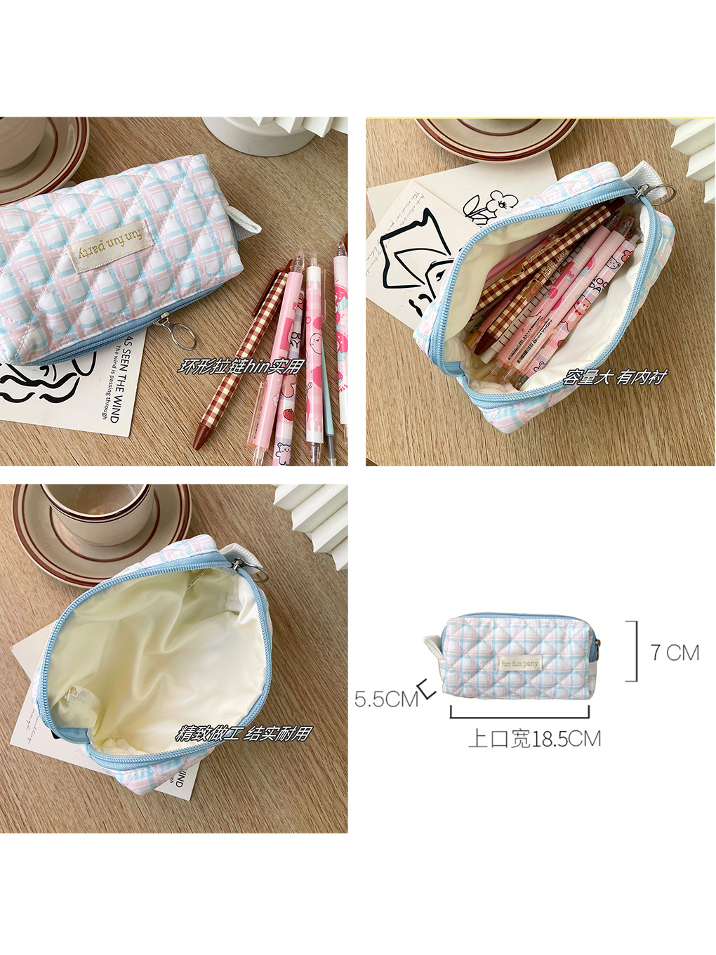 Amazon suministro transfronterizo/fresco Lange acolchado embrague cosmético bolsa portátil lavado cosmético bolsa de almacenamiento