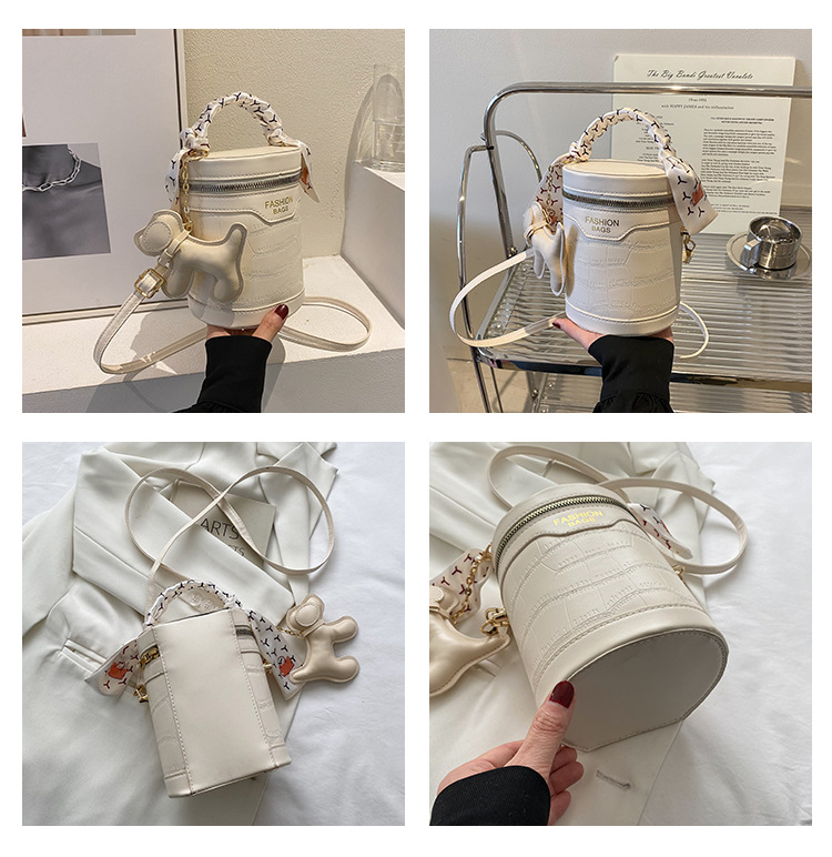 Ins Frauen 2024 neue zylindrische Schal Handtasche Trend Nischenstruktur Western Stil einzelne Schulter Umhängetasche_voghion.com