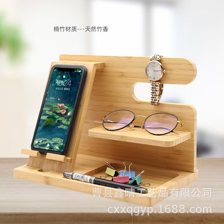 Dormitorio cabecera de cama soporte para teléfono móvil de madera maciza hogar olla multifuncional de madera soporte para teléfono móvil escritorio soporte de almacenamiento de gafas de madera