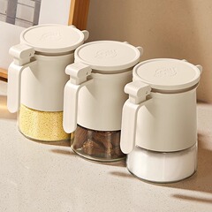 二重シリカゲル密封調味料缶塩味の素調味料収納ケースキッチンガラス調味料缶防湿固まり塩缶