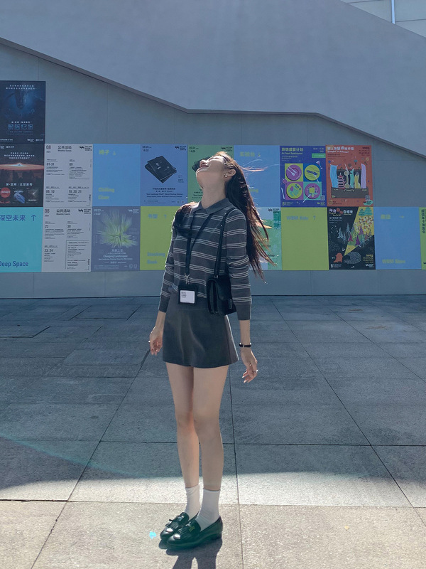 美式撞色条纹polo衫长袖T恤女宽松复古通勤针织上衣|undefined