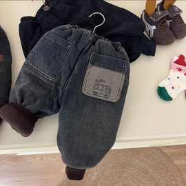 男童三层夹棉加厚牛仔裤冬季新款棉裤一条过冬中小童潮酷炸街裤子