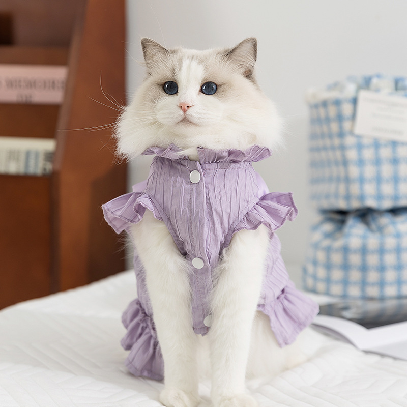 Gato primavera y verano gato pequeño gato sin pelo primavera tulipan vestido de princesa doblado vestido de perro vestido de mascota