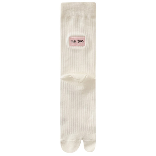 suxinaimin black and white mid-calf socks for women's spring and autumn two-toed deodorant cotton socks ins trendy versatile embroidered split-toe socks