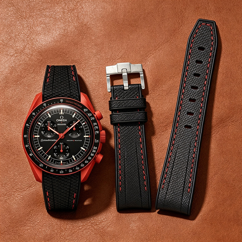 Hot-Selling Model Suitable for Omega and Swatch Collaboration Planet-Themed Liquid Silicone Curved Rubber Watch Strap