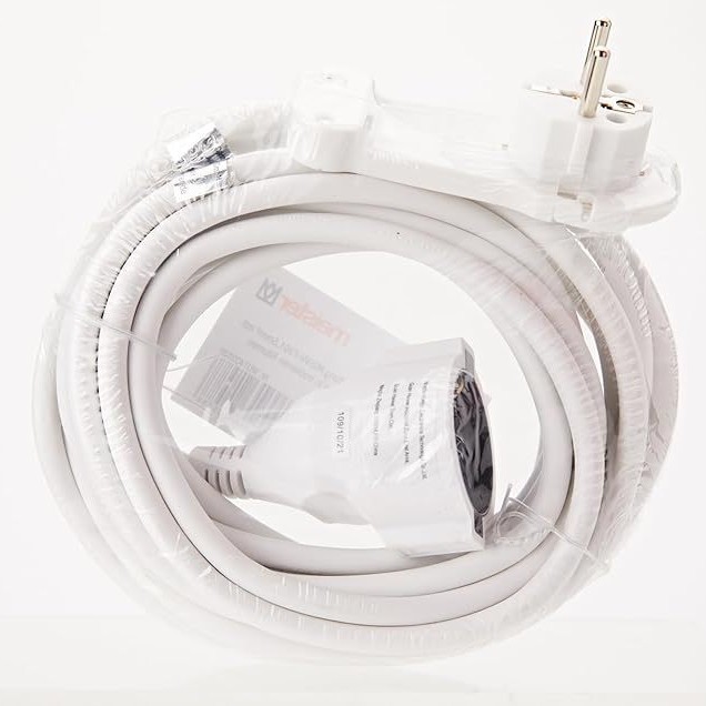 Meister保护接触延长线 - 超扁插头 - 5米白色IP20室内/延长电缆