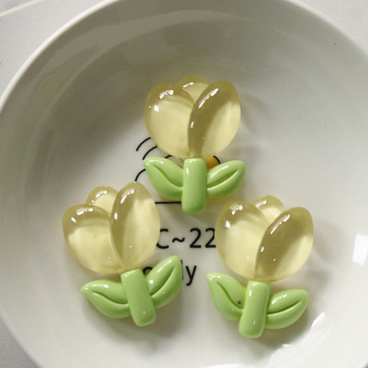 Transfronterizos hielo transparente tulipán accesorios de resina flor diy caja de papelería agujero perno de zapatos material de colgante de cabello