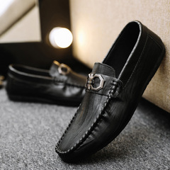 歐洲站樂福鞋男2021夏季新款軟底透氣男士休閒皮鞋豆豆鞋開車鞋子