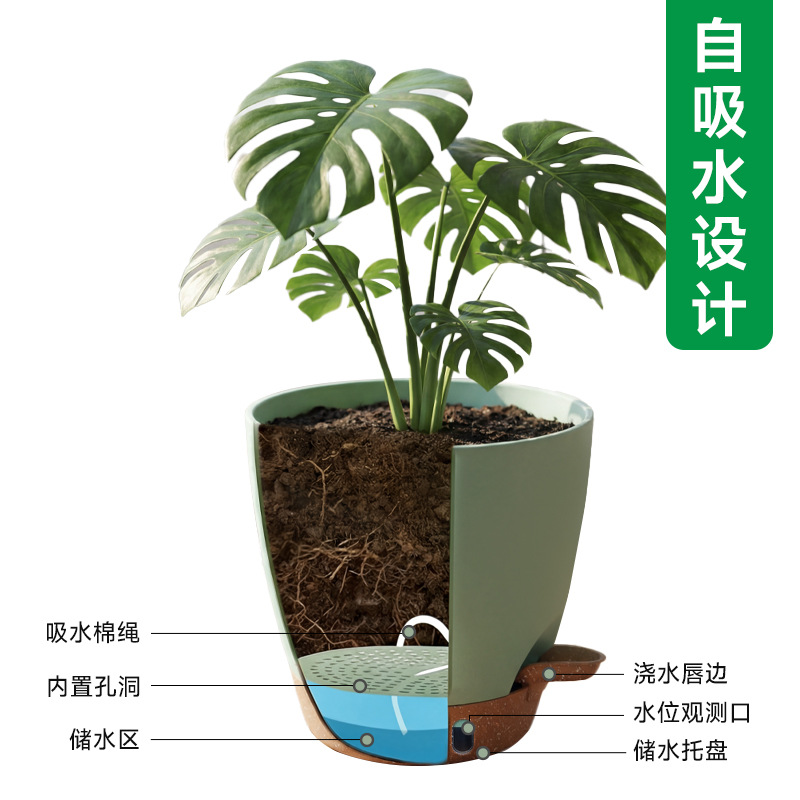 Amazonas perezosas auto-absorbente maceta de flores sin riego balcón de plantación de resina interior cestas colgadas de suelo maceta de plástico image 3