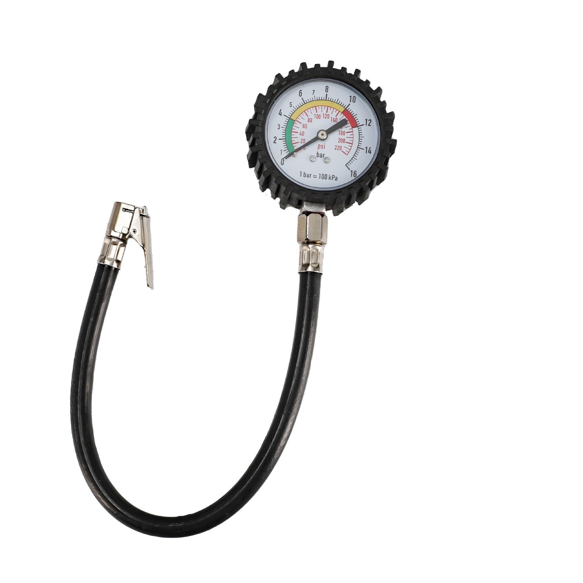 New high-precision tire pressure gauge with hose for measuring pressure, car tire pressure oil-immersed gauge, inflating pressure gauge