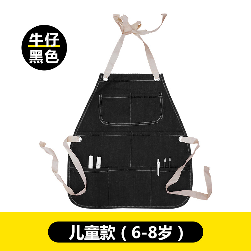 Delantal infantil de algodón Amazon con logotipo personalizado, pintura, caligrafía, delantal vaquero sin mangas para niños, personalización al por mayor