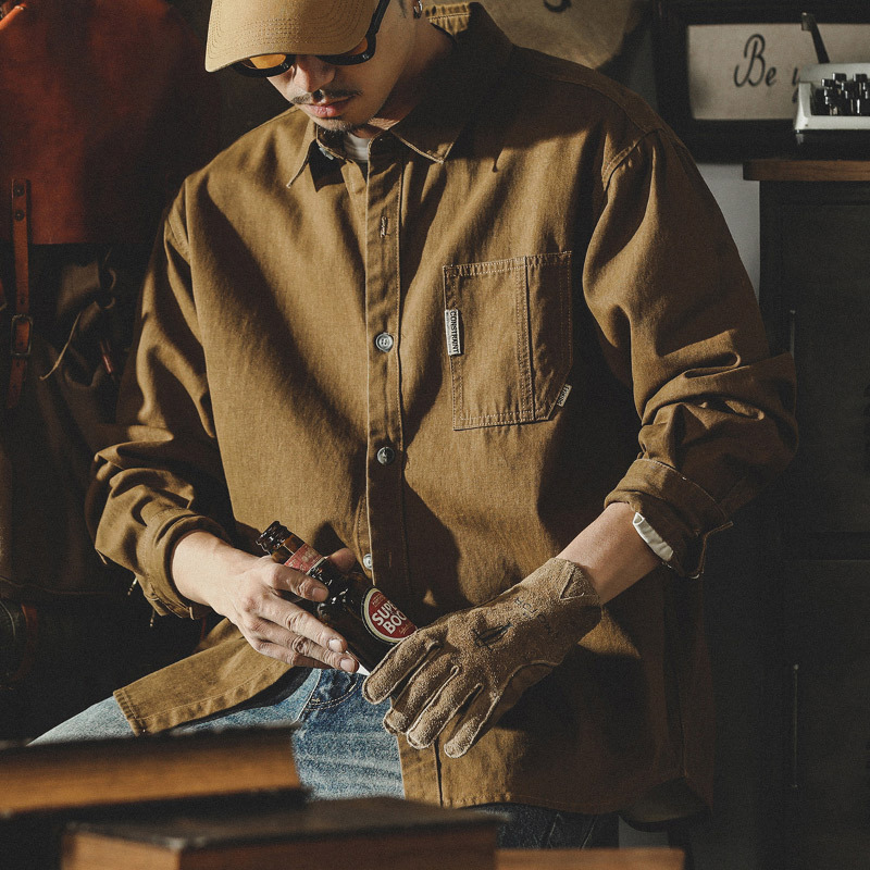 American Classic Retro Work Shirt Men's Long Sleeve Spring 2024 New Loose Shirt Jacket Spring and Autumn Jacket