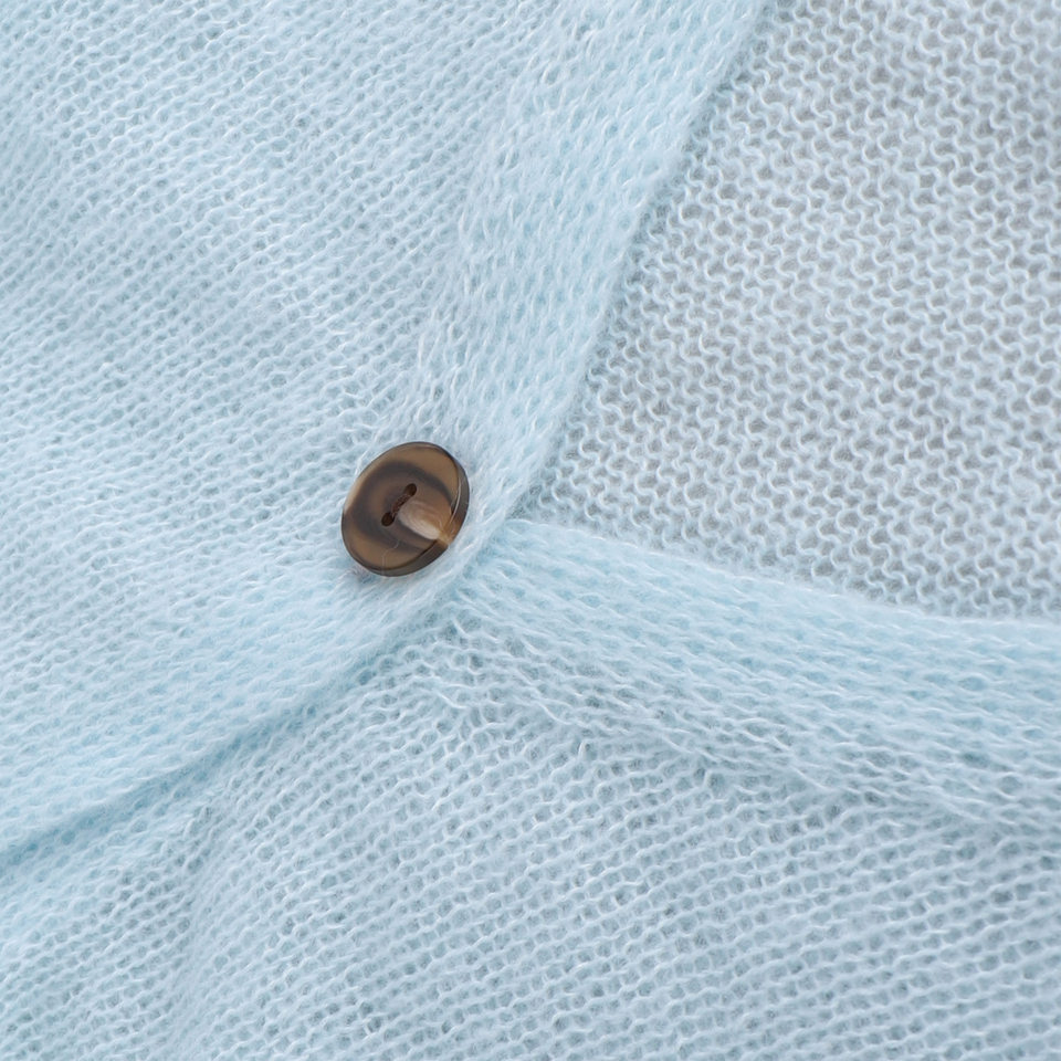 Áo cardigan dệt kim nữ cổ chữ V dáng rộng mỏng nhẹ — Màu xanh dương chi tiết 26