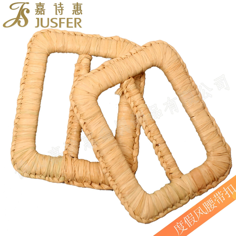 Square straw woven belt, buckle, factory direct supply