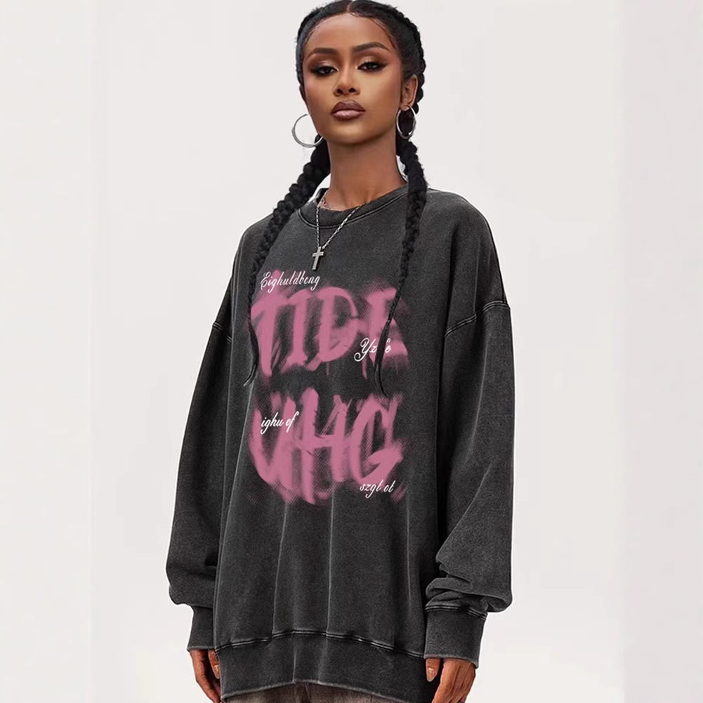 Comercio exterior transfronterizo pesado lavado con agua viejo impresión de cuello redondo chaqueta hombre vintage americano chaqueta media larga