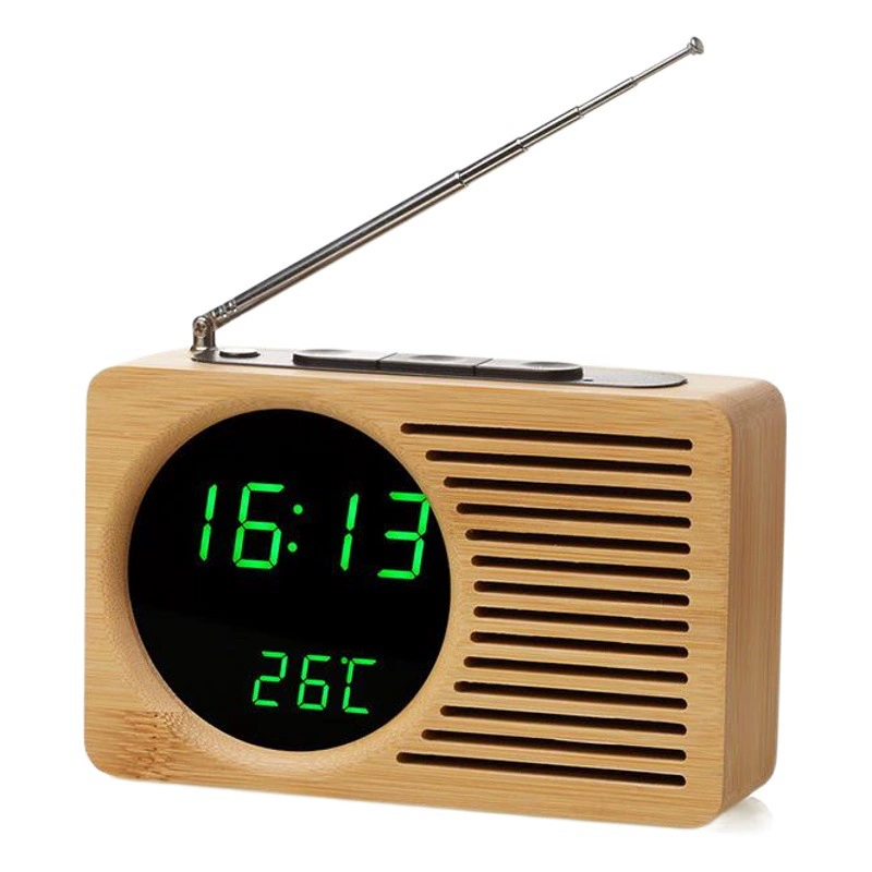Поставка Ретро прикроватные радио Будильник древесины ленивый немой будильник творческий подарок электронные часы