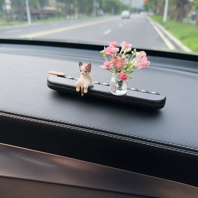 Cartoon Aromatherapy Creative Move Inside – Nömrəli dayanma kartı - sitting-cat-begonia-vase-black-aromatherapy-parking-sign