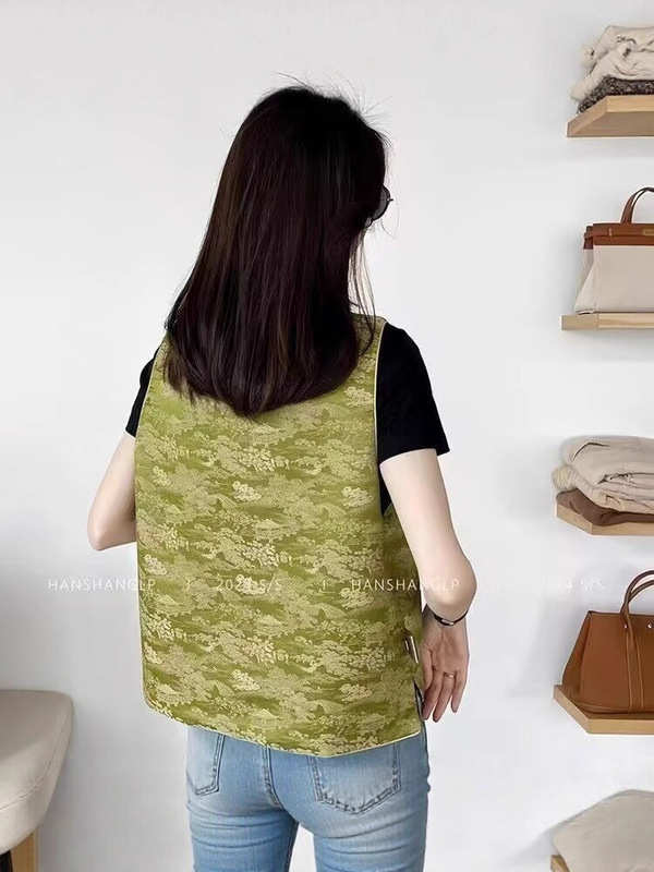 国风新中式马甲女装2025年新款上衣复古外套提花背心坎肩双两面穿|undefined