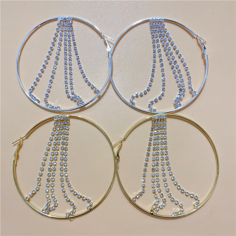 Fashion Style Diamond-encrusted Chain Claw Chain Geometric Earrings Wholesale display picture 3