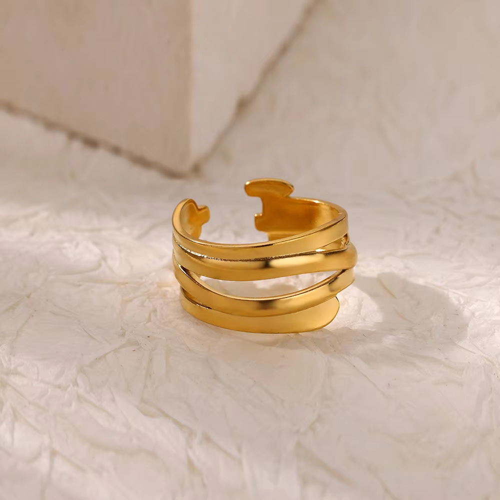 8g Weight 0.03µm-0.05µm Gold Plating Thickness PVD Coated Gold Plating Process Real Gold Plated Plating Material Stone-Free Inlay Material Open Rings Classification 1 Piece Quantity Casual, Daily Occasion 304 Stainless Steel Material Solid Color, Lines Pattern All Seasons Season Unisex Gender Simple Style, IG Style Style Waterproof Non Tarnish, Plating Craft Gold, Silver Color PVD Coated Real Gold Plated 18K Gold Solid Color Lines Titanium Steel Simple Style IG Style Waterproof Non Tarnish Open Rings 4