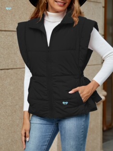 Women's Lightweight Zip up Puffer Vest Sleeves Cropped