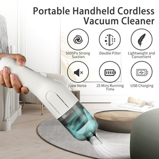 Cross-Border Brushless Car Vacuum Cleaner, Handheld Vacuum, Wireless, for Home and Car Use, Strong Suction, Portable, Creative Design