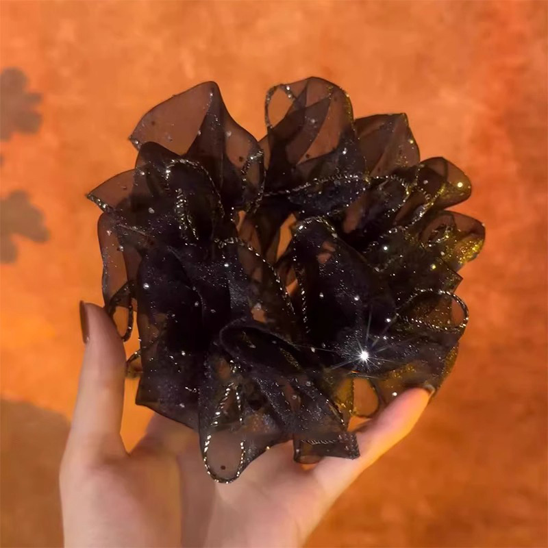 Brotes de flores negras de alta calidad, anillo de cabello de estrellas, banda de goma de alta elasticidad, bolas de cabeza, anillo de cabello de intestino grueso, cuerda de cabello para mujeres