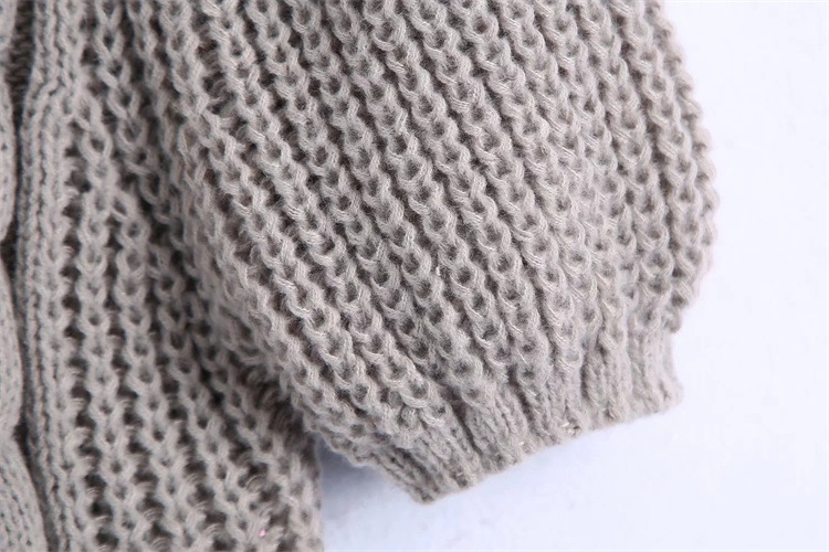 puff sleeve slim short solid color knitted sweater NSYJN118462