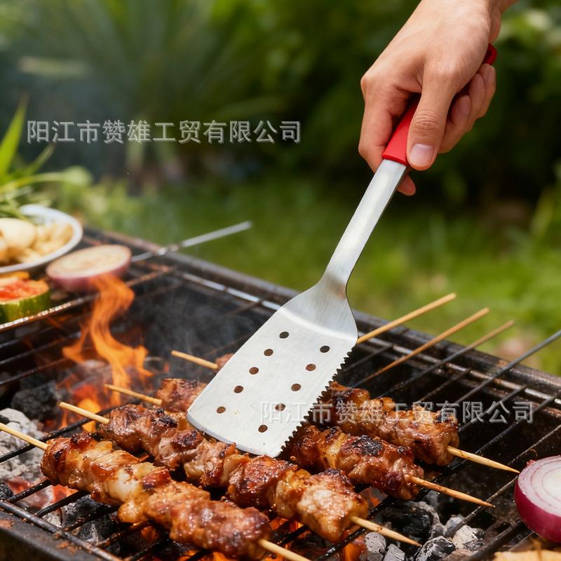 Nuevo conjunto de herramientas de barbacoa de acero inoxidable para barbacoa al aire libre, caja de ventana abierta para herramientas de barbacoa