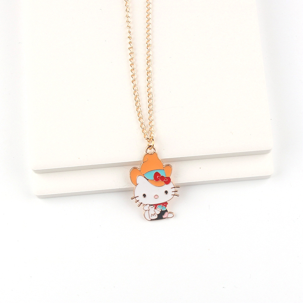 Japanese and Korean cartoon cute KT cat alloy pendant necklace creative cute fun design girl heart Hello Kitty sweet necklace