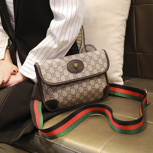 Tiger Head Bag 2024 New Retro Small Bag Shoulder Crossbody Broadband Waist Bag Envelope Chest Bag Women’s Versatile
