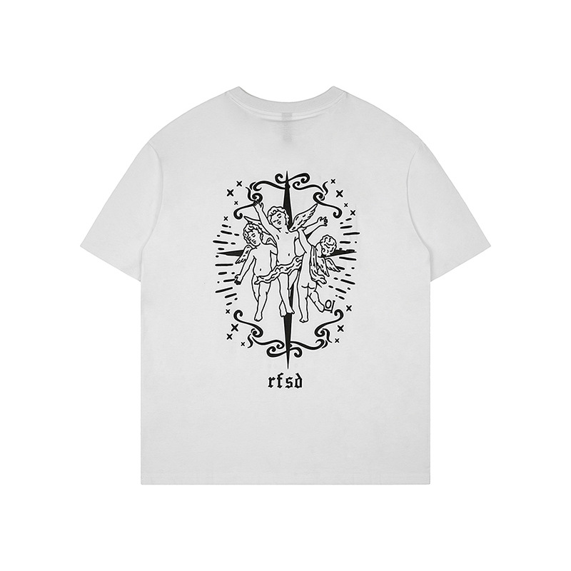 Ropa de hombre RFSD | Camiseta de manga corta con estampado de Ángel 2023 Verano nueva marca de moda suelta Calle algodón de manga corta hombres y mujeres