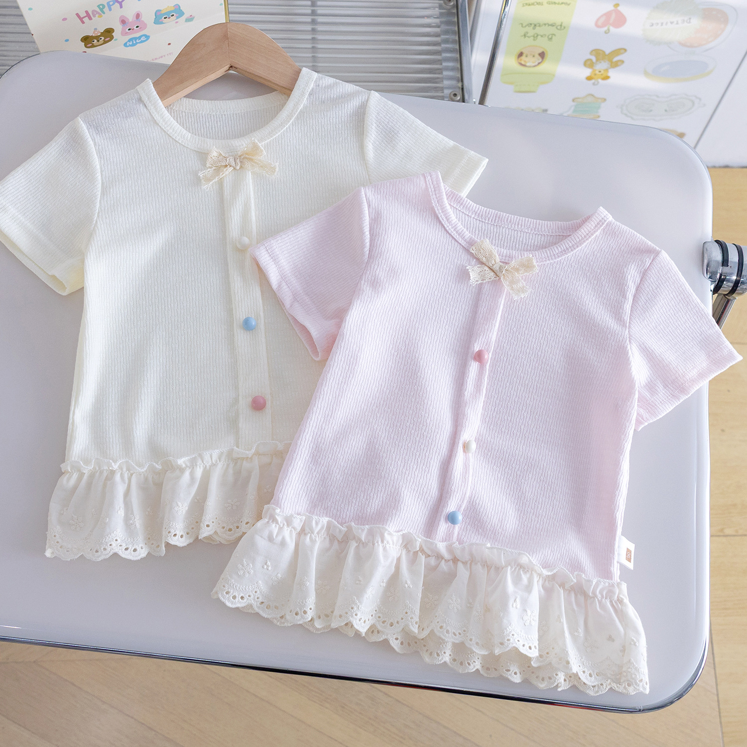 Breathable light and thin summer cute short sleeve T-shirt girl's
