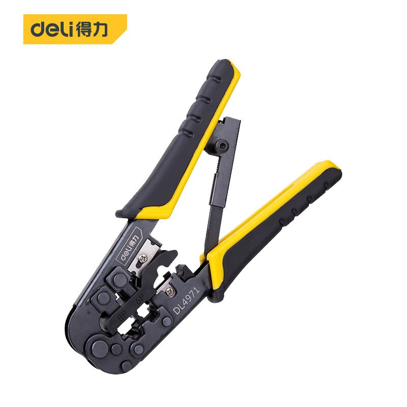Deli ratchet network pliers 4p/6p/8p three-purpose network cable crimping pliers with ratchet network cable pliers DL4971 Deli ratchet network pliers 4p/6p/8p three-purpose network cable crimping pliers with ratchet network cable pliers DL4971