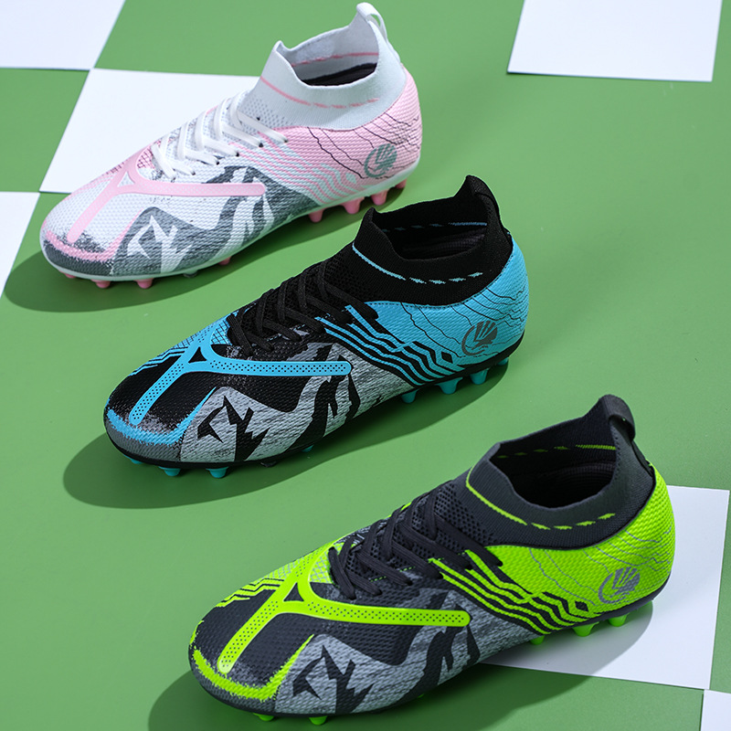 ShoeGlobe Cross-Border New Men And Women Students Long High-Top Broken Spikes Grass Training Football Shoes For Teenagers In Stock_voghion.com