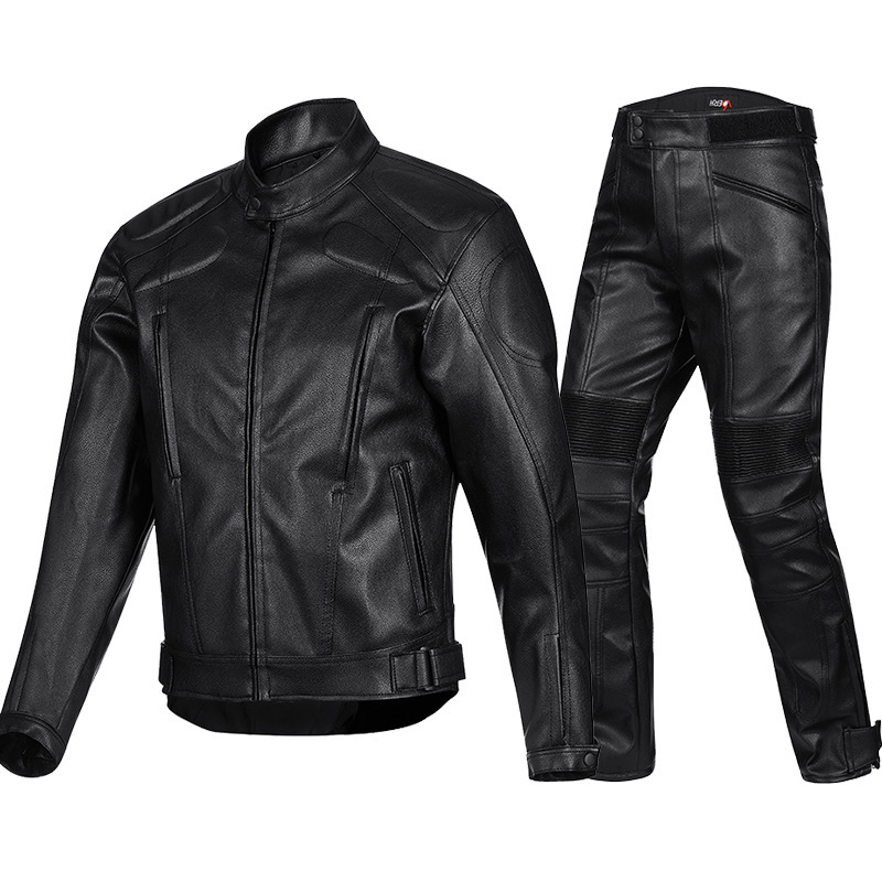 Four Seasons Motorcycle Riding Suit Men's Trendy Pu Leather Waterproof Wear-resistant Motorcycle Leather Anti-drop Jacket Universal for Four Seasons