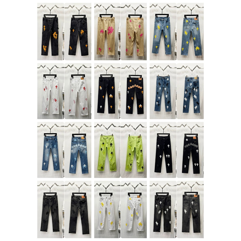 Authentic High-Quality Cropped Leather Cross Patch Large Size Loose Casual Patchwork Straight-Leg Jeans in Stock Authentic High-Quality Cropped Leather Cross Patch Large Size Loose Casual Patchwork Straight-Leg Jeans in Stock