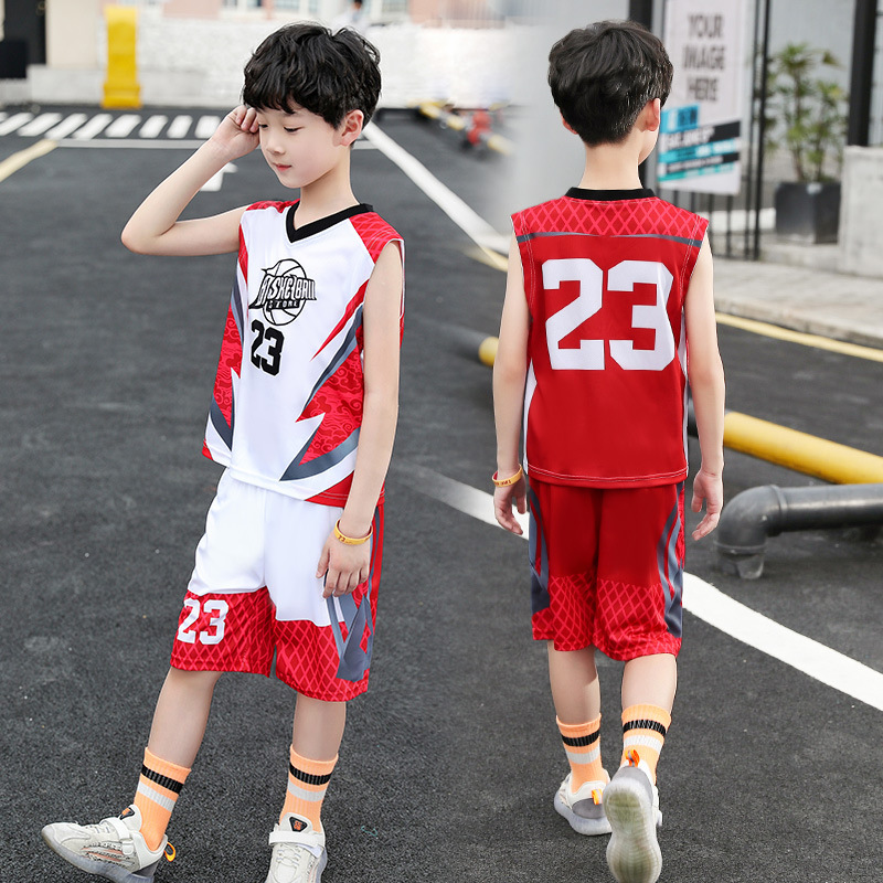 Boys Summer Basketball Uniform Vest Suit 2025 New Medium and Large Children Two-Piece Set Primary School Student Sports Set Basketball Uniform